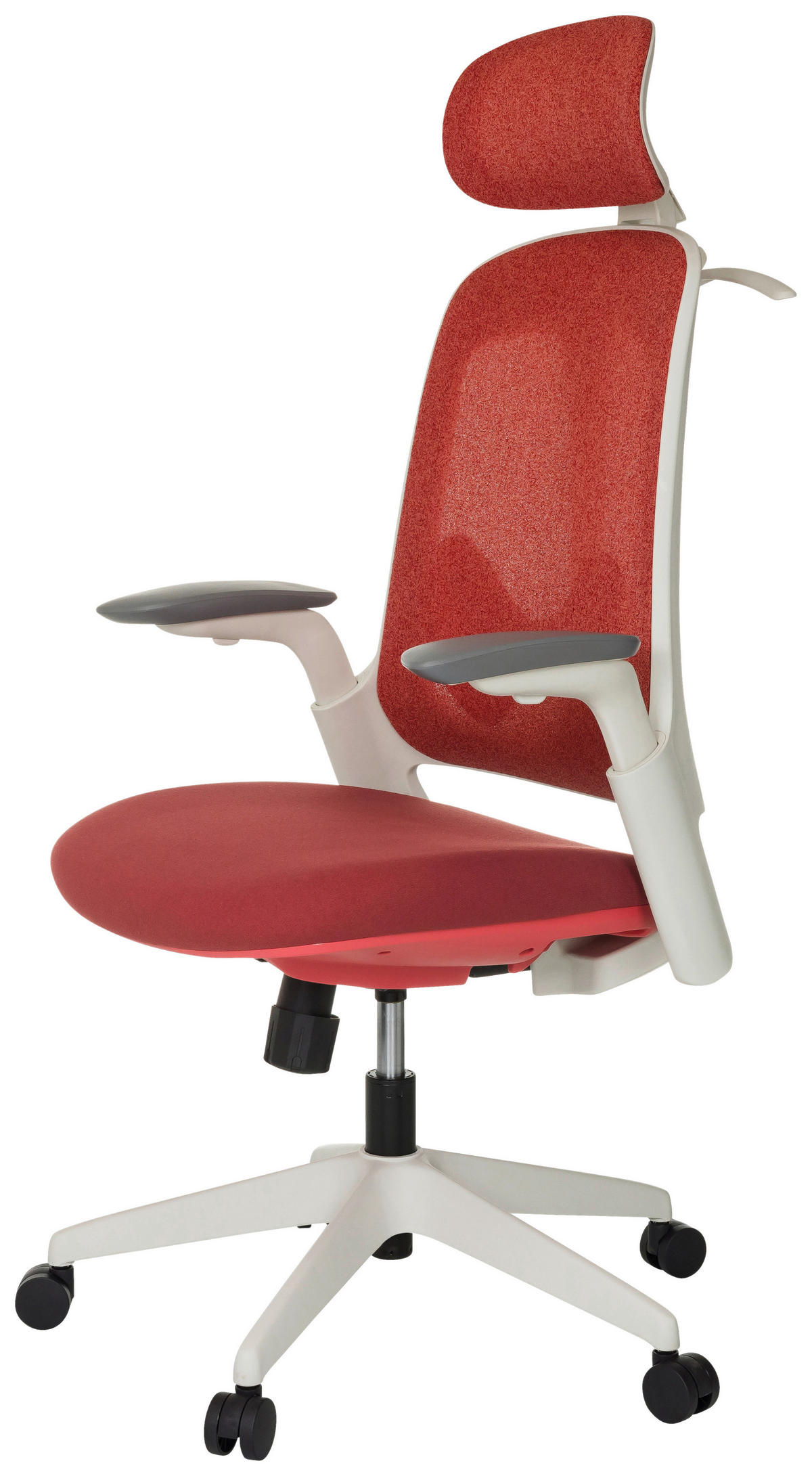 DREHSTUHL Netzbespannung Rot  - Rot/Weiß, MODERN, Kunststoff/Textil (66/115-131/66cm) - MID.YOU