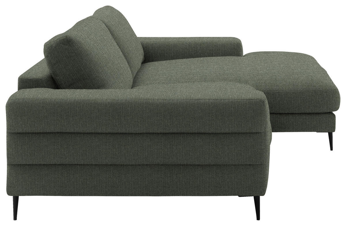 ECKSOFA in Flachgewebe Grün  253/177 cm  - Schwarz/Grün, Design, Textil/Metall (253/177cm) - Dieter Knoll
