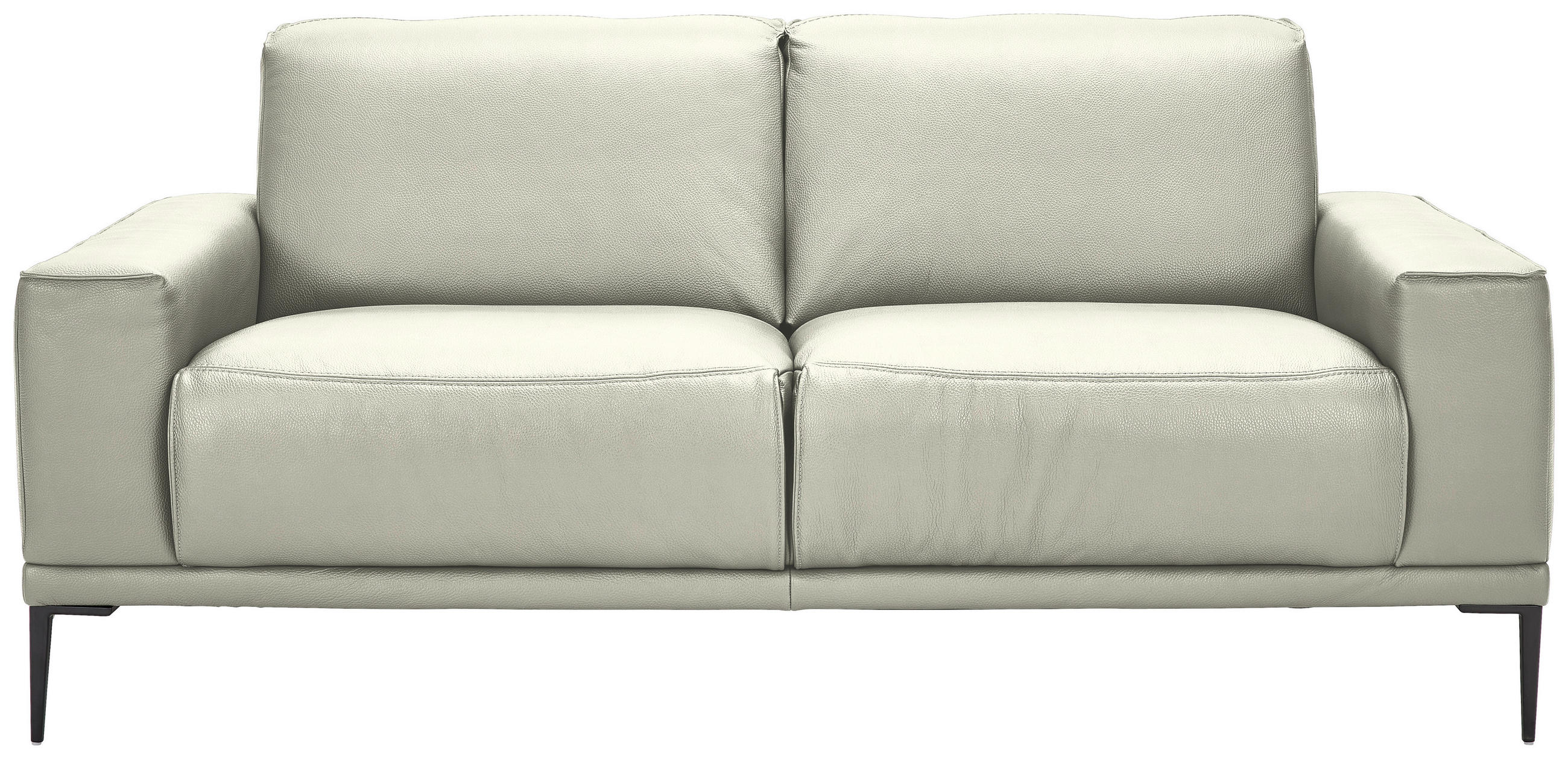 2-SITZER-SOFA in Echtleder Weiss  - Weiss/Schwarz, Design, Leder/Metall (180/82/92cm) - Johann Jakob