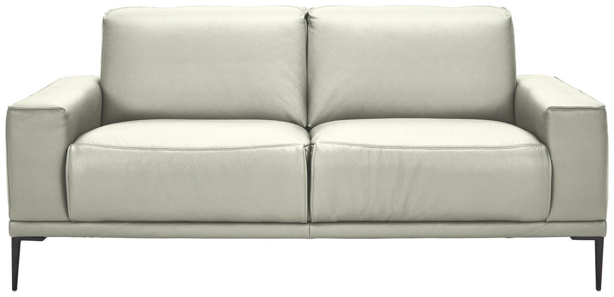 2-SITZER-SOFA in Echtleder Weiss  - Weiss/Schwarz, Design, Leder/Metall (180/82/92cm) - Johann Jakob