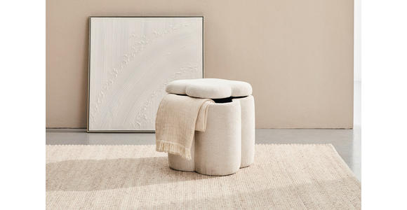 HOCKER Chenille Creme  - Creme, Design, Textil (43/46/43cm) - Xora
