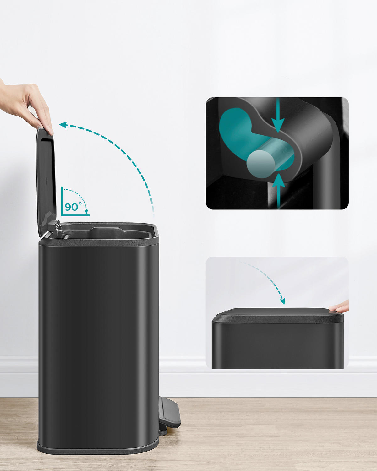 ABFALLSAMMLER 20 l  Metall, Kunststoff  - Schwarz, Basics, Kunststoff/Metall (36,6/42,5/30cm)