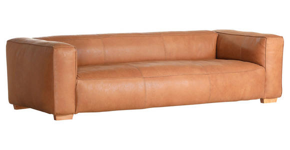 BIGSOFA Echtleder Cognac  - Cognac/Buchefarben, KONVENTIONELL, Leder/Holz (255/70/110cm) - Hom`in