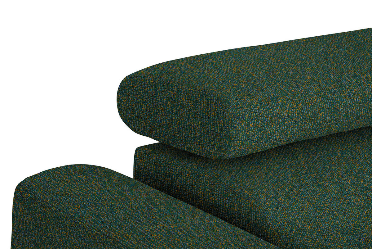 ECKSOFA in Struktur Grün  280/205 cm  - Schwarz/Grün, Design, Textil/Metall (280/205cm) - Xora