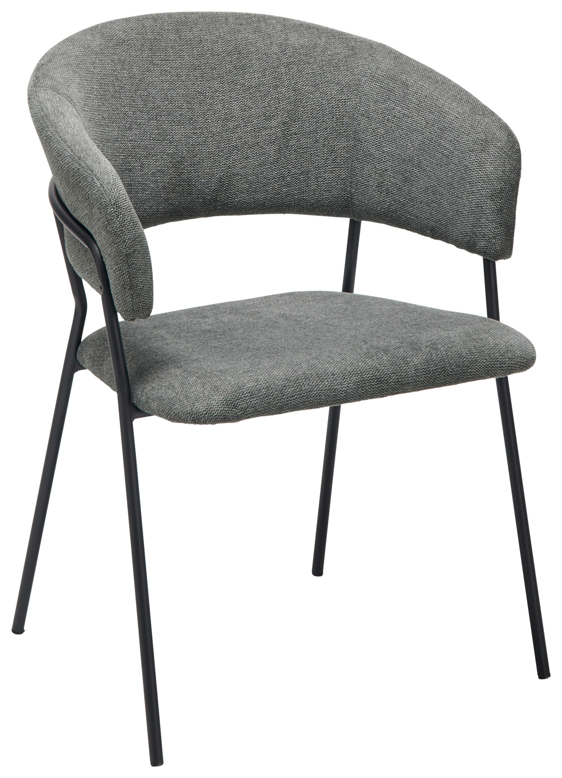 ARMLEHNSTUHL  in Eisen Webstoff  - Schwarz/Grau, LIFESTYLE, Textil/Metall (57/77/58cm) - MID.YOU