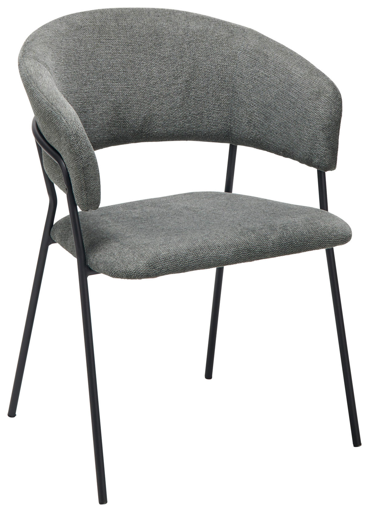 ARMLEHNSTUHL  in Eisen Webstoff  - Schwarz/Grau, LIFESTYLE, Textil/Metall (57/77/58cm) - MID.YOU