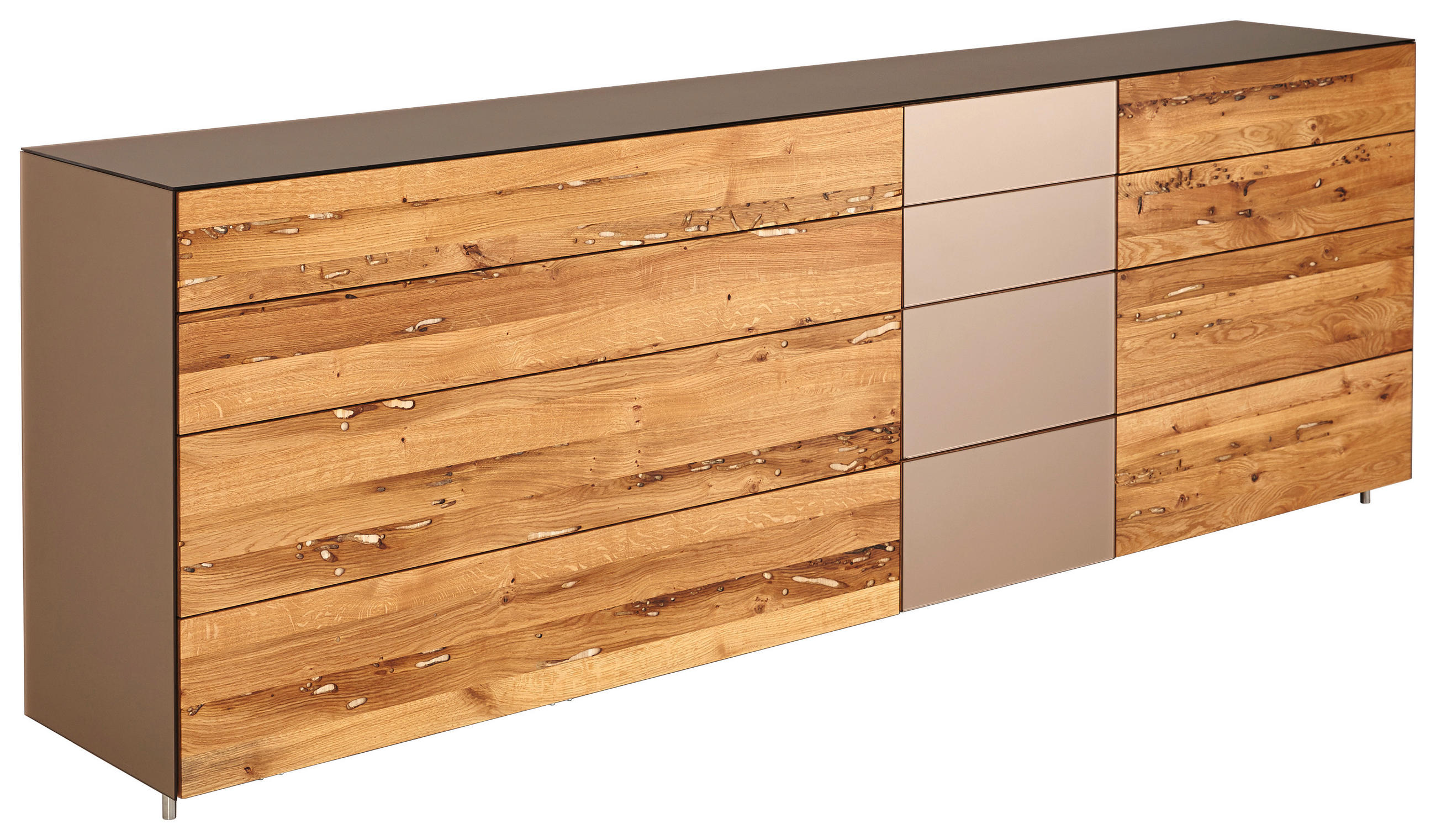 HIGHBOARD  in 121,2/125,4/35,4 cm  - Eichefarben/Bronzefarben, Natur, Glas/Holz (121,2/125,4/35,4cm) - Team 7