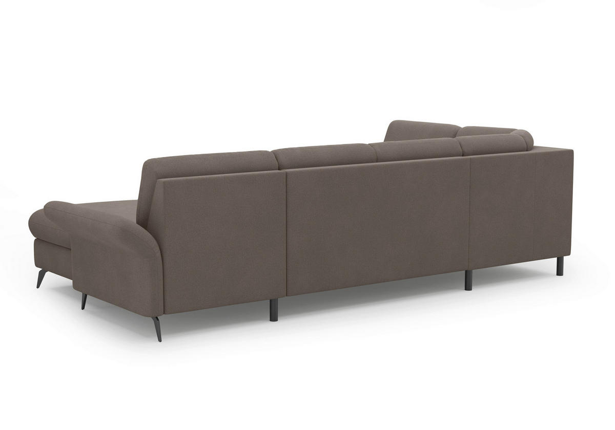 WOHNLANDSCHAFT Schlammfarben Flachgewebe  - Schlammfarben/Schwarz, KONVENTIONELL, Textil/Metall (195/314/164cm) - Sit & More