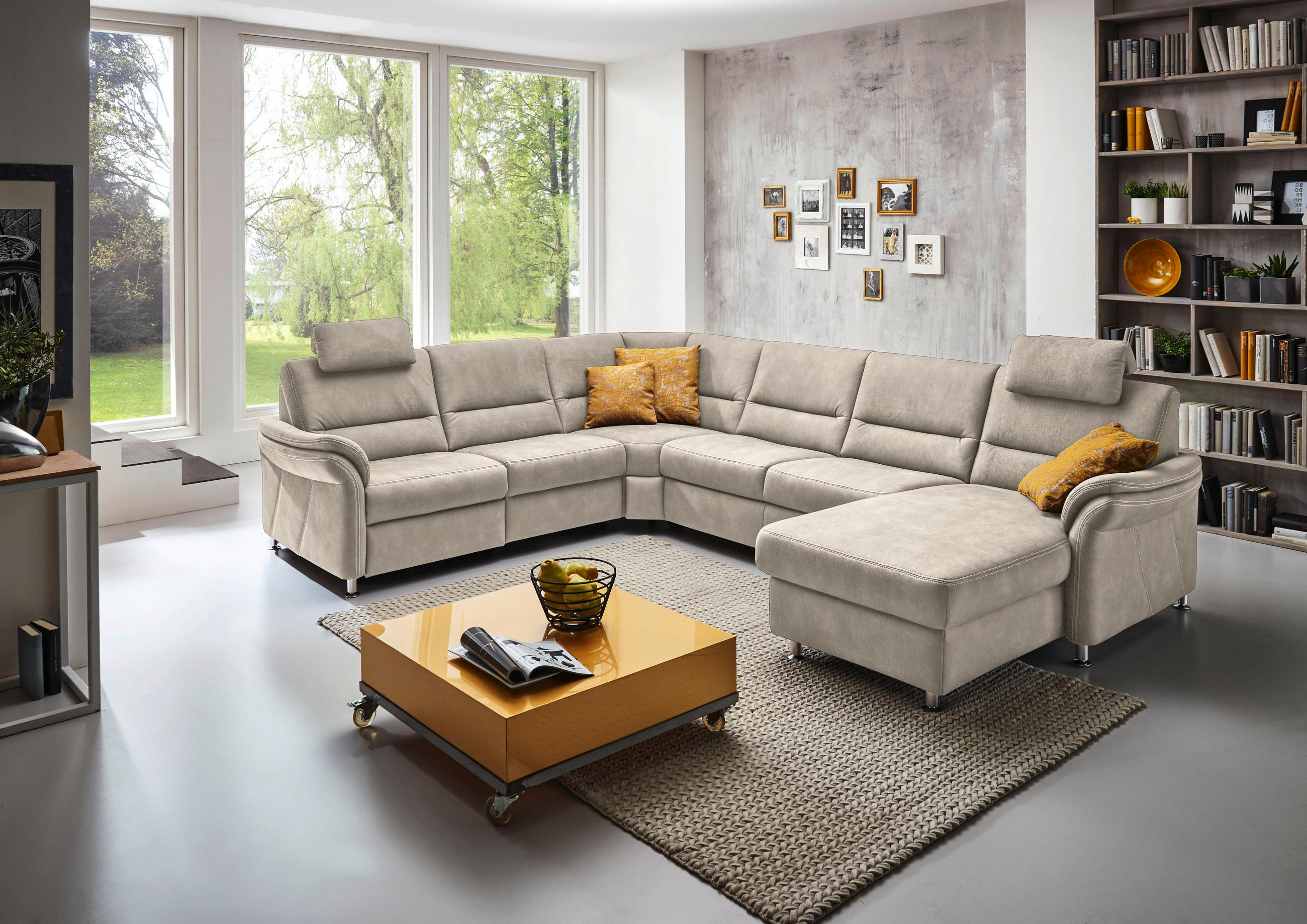 SOFFA i mikrofiber naturfärgad  - aluminiumfärg/naturfärgad, Klassisk, metall/textil (262/335/173cm) - Beldomo System