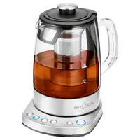 Teekocher und Wasserkocher - Edelstahlfarben/Schwarz, Basics, Glas/Metall (21,5/25,5/19,5cm) - Bomann