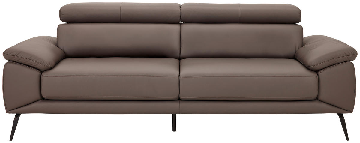 3-SITZER-SOFA Echtleder Braun  - Schwarz/Braun, Design, Leder/Textil (233/86-103/104cm) - Novel