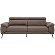 3-SITZER-SOFA Echtleder Braun  - Schwarz/Braun, Design, Leder/Textil (233/86-103/104cm) - Novel