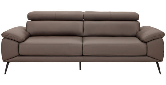 3-SITZER-SOFA Echtleder Braun  - Schwarz/Braun, Design, Leder/Textil (233/86-103/104cm) - Novel