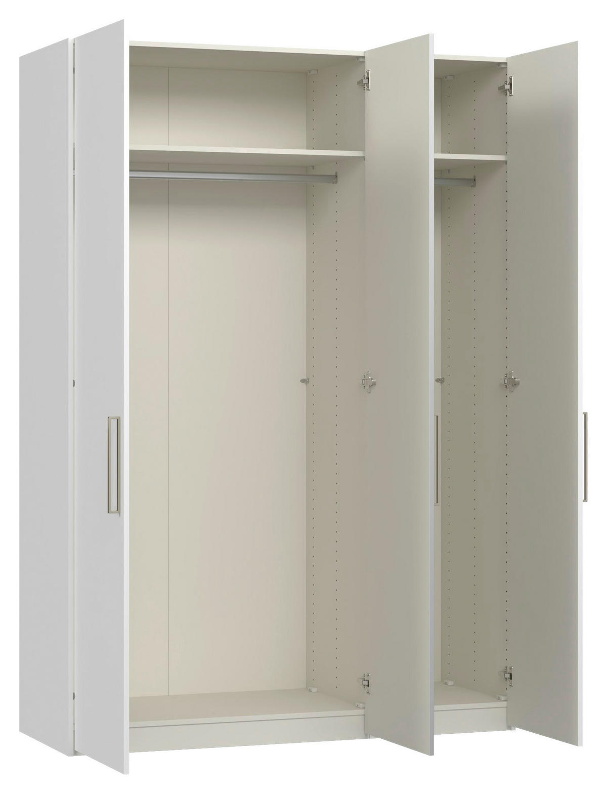 DREHTÜRENSCHRANK 152/220/59 cm,  in Weiß, 3-türig  - Edelstahlfarben/Weiß, Design, Glas/Holzwerkstoff (152/220/59cm) - Jutzler