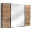 SCHWEBETÜRENSCHRANK in Eichefarben, Weiss  - Chromfarben/Weiss, Modern, Holzwerkstoff (300/216/65cm) - MID.YOU