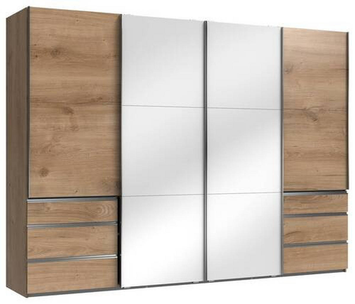 GARDEROB MED SKJUTDÖRRAR 300/216/65 cm 4-dörrar - vit/kromfärg, Modern, trämaterial (300/216/65cm) - MID.YOU