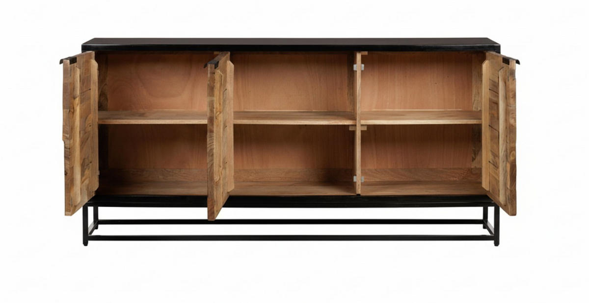 SIDEBOARD  in 160/78/42 cm  - Goldfarben/Schwarz, Design, Holz/Metall (160/78/42cm) - Livetastic