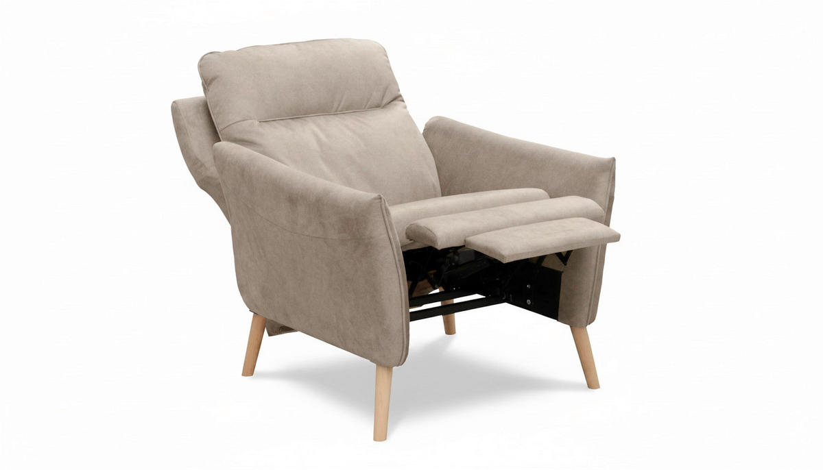 RELAXSESSEL in Textil Beige  - Beige/Buchefarben, Design, Holz/Textil (88/110/92cm) - Livetastic