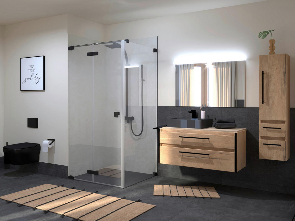 DUSCHKABINE 90/200/90 cm  in Schwarz  - Schwarz, MODERN, Glas/Metall (90/200/90cm) - Schöner Wohnen
