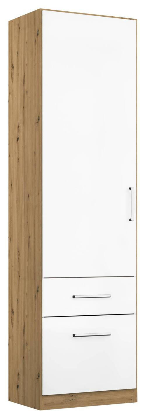 DREHTÜRENSCHRANK 47/197/54 cm 1-türig Eiche Artisan, Weiß Hochglanz  - Chromfarben/Weiß Hochglanz, MODERN, Holzwerkstoff/Kunststoff (47/197/54cm) - Rauch Möbel