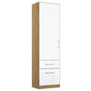 DREHTÜRENSCHRANK in Eiche Artisan, Weiss Hochglanz  - Weiss Hochglanz/Chromfarben, Modern, Holzwerkstoff/Kunststoff (47/197/54cm) - Rauch Möbel