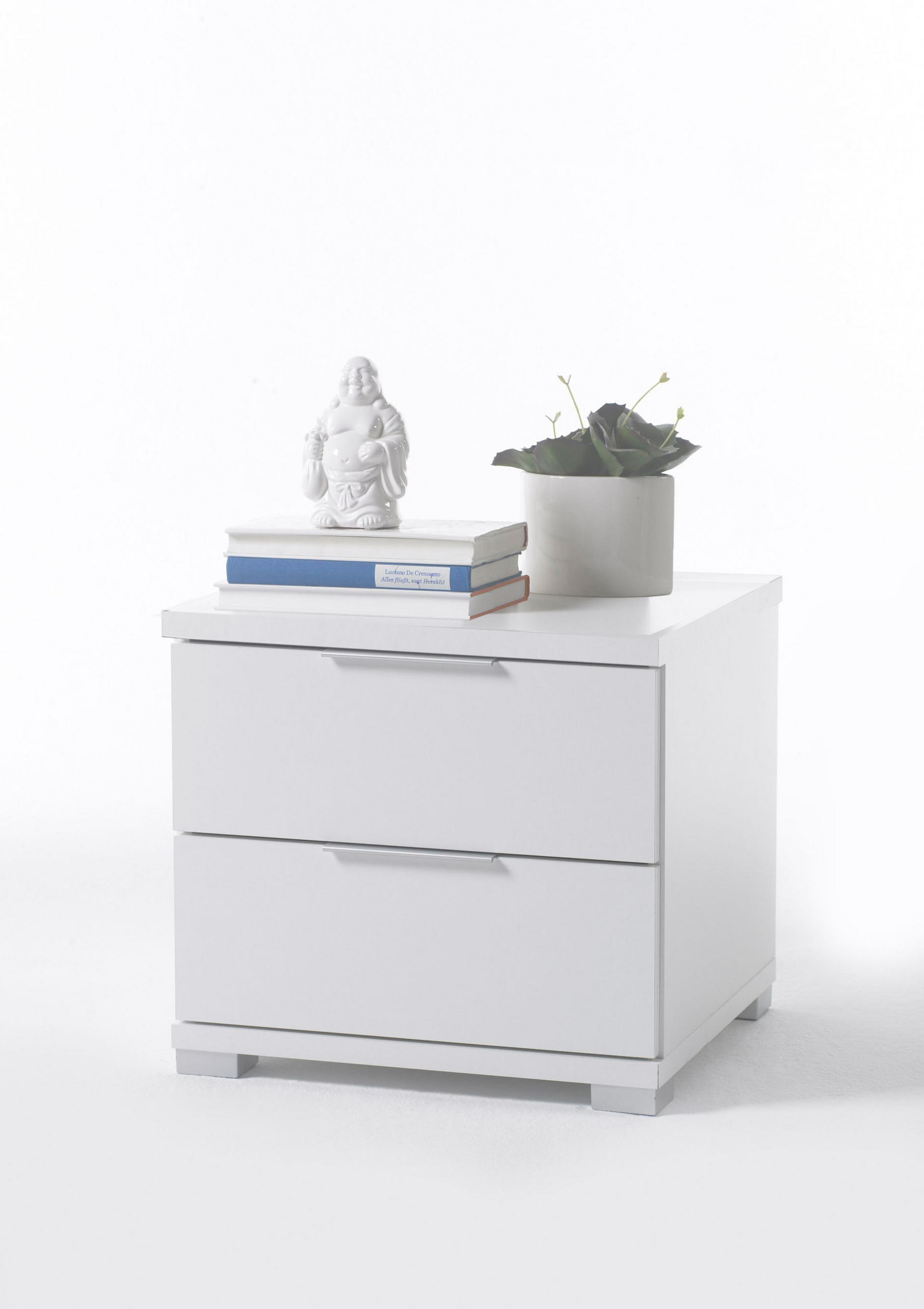 NOĆNI ORMARIĆ bijela   - bijela/srebrne boje, Design, drvni materijal/plastika (46/43/42cm) - Boxxx