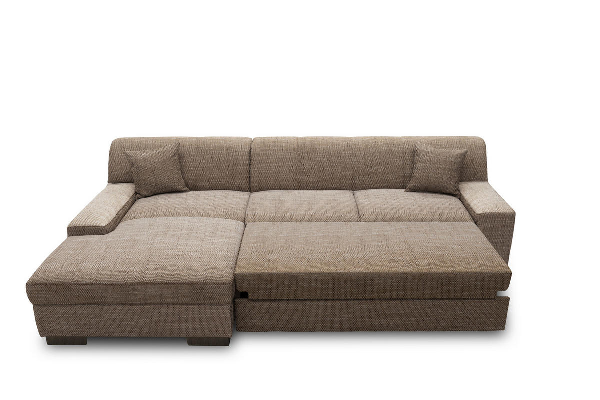 ECKSOFA in Webstoff Braun, Beige  153/268 cm  - Wengefarben/Beige, Design, Holz/Textil (153/268cm) - MID.YOU
