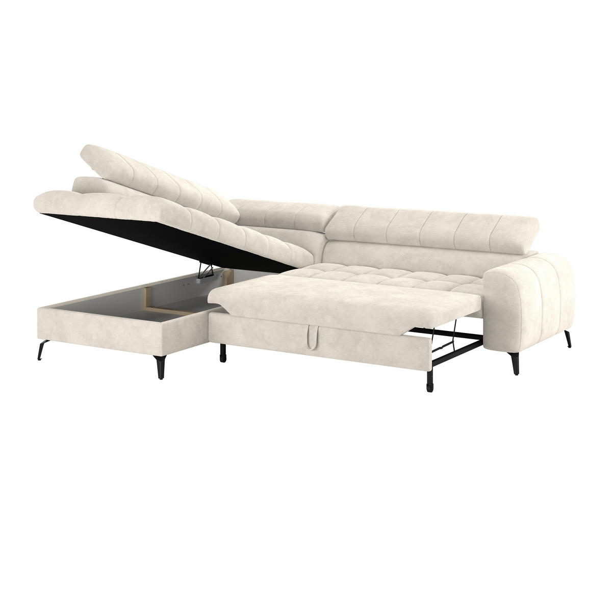 ECKSOFA Creme  - Creme/Schwarz, Trend, Kunststoff/Textil (203/261cm) - Livetastic