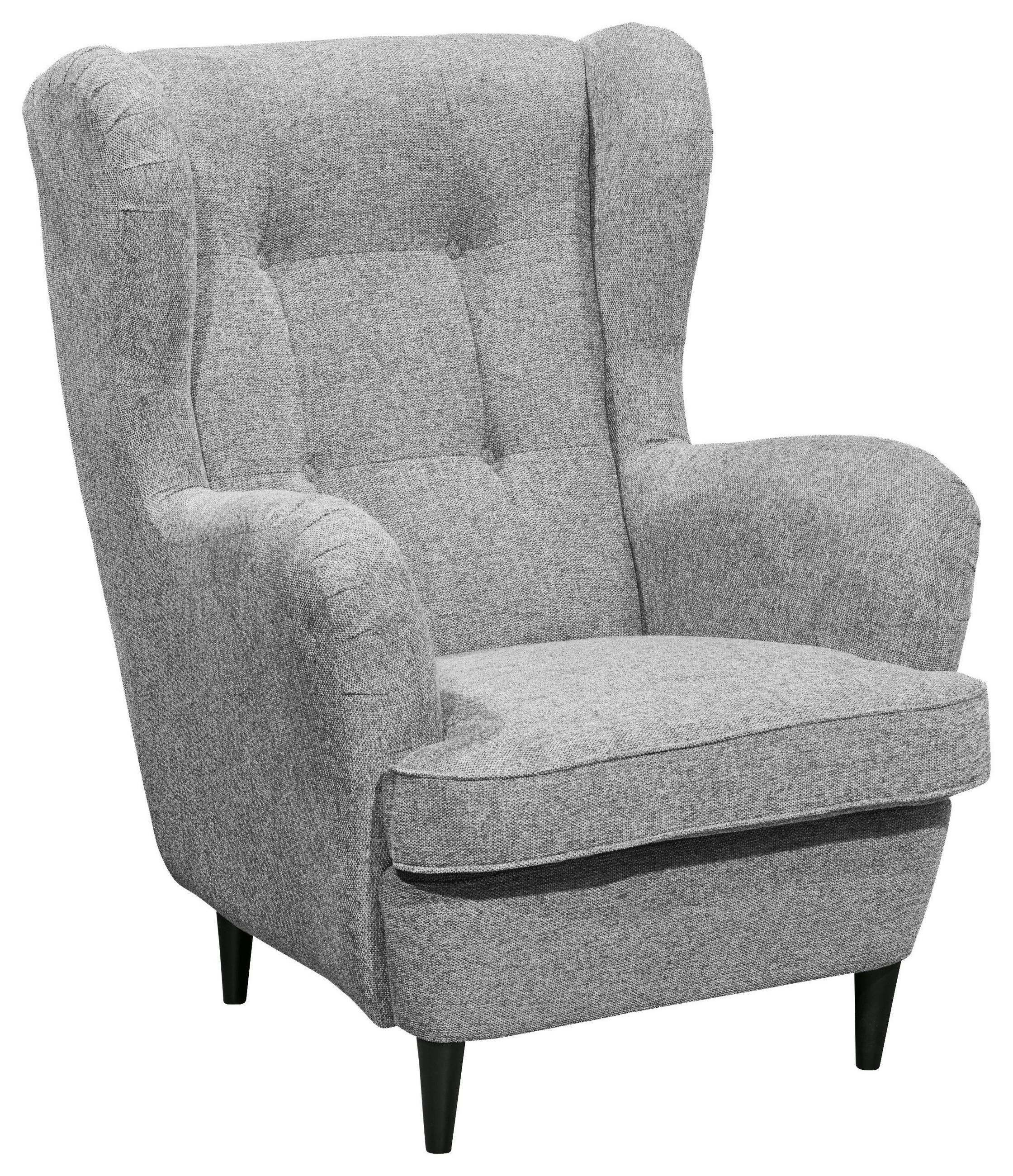 OHRENSESSEL in Webstoff Grau  - Schwarz/Grau, Basics, Holz/Textil (78/102/98cm) - Carryhome