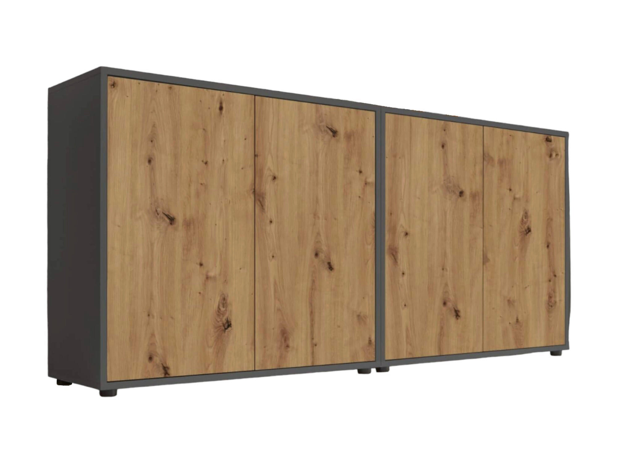 Mid.you Sideboard Mailand Set 2 Anthrazit, Eiche Artisan 158x73x33 cm