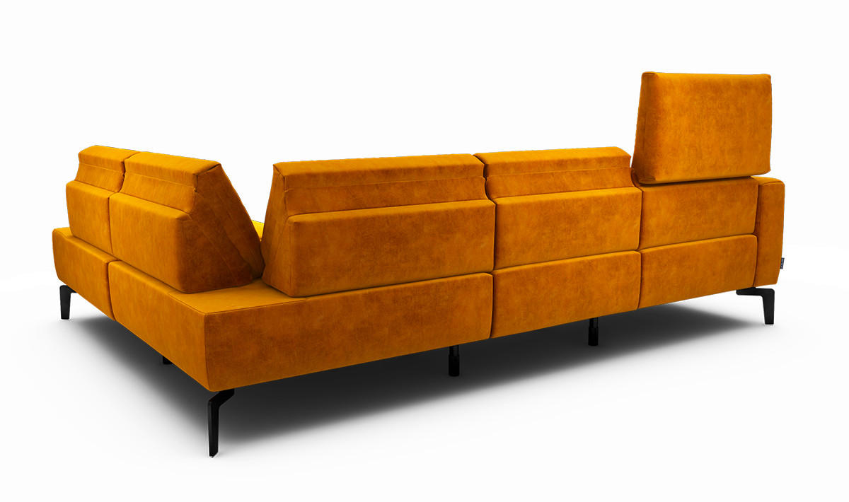 ECKSOFA Cosy Gelb Samt  - Gelb/Schwarz, Design, Textil/Metall (256/193cm) - SENSOO