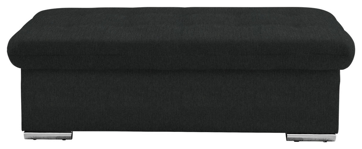 HOCKER in Textil Schwarz  - Silberfarben/Schwarz, Design, Textil/Metall (137/43/74cm) - Cantus