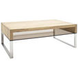 COUCHTISCH in Holz, Metall, Glas 110/70/39 cm  - Edelstahlfarben/Eichefarben, MODERN, Glas/Holz (110/70/39cm) - Novel