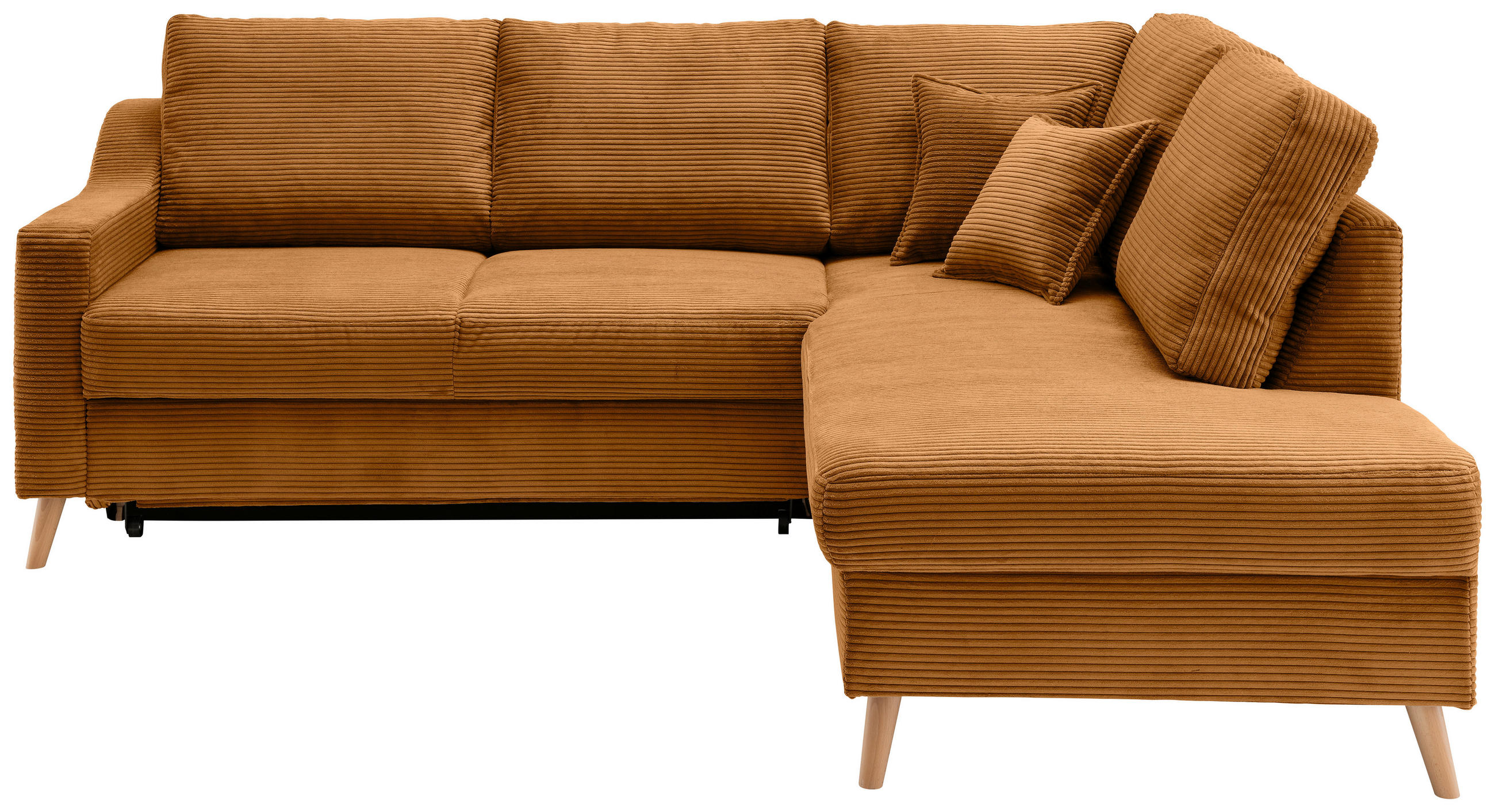ECKSOFA in Cord Goldfarben  - Goldfarben/Naturfarben, MODERN, Holz/Textil (230/200cm) - Livetastic