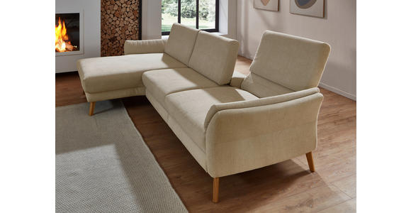 ECKSOFA Beige Chenille, Flachgewebe  - Beige/Naturfarben, Design, Holz/Textil (281/157cm) - Valnatura