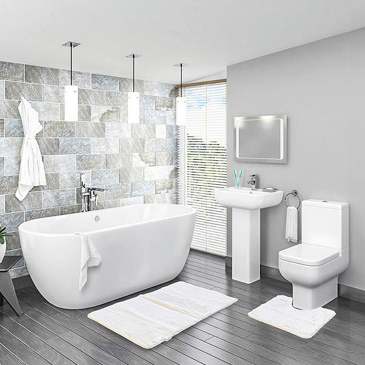 FÜRDŐSZOBASZŐNYEG   fehér   - fehér, Basics, textil (100/2/100cm)