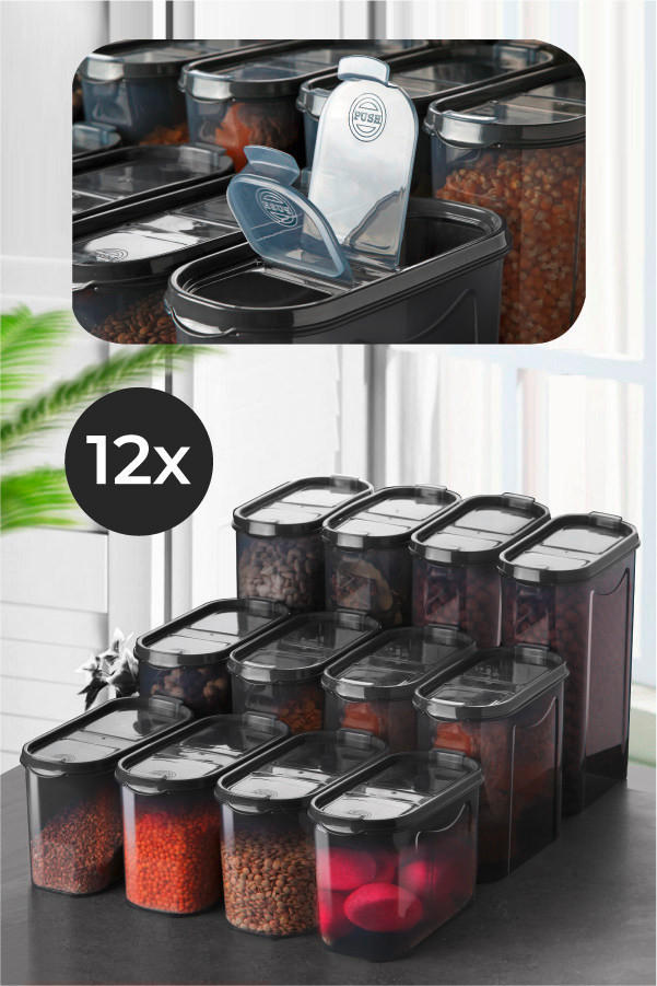 VORRATSDOSENSET 12-teilig  - Anthrazit, Basics, Kunststoff (19/24/9cm) - P & B