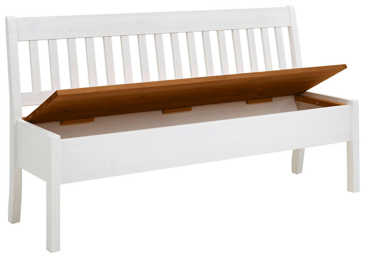SITZBANK 169/93/58 cm Bernsteinfarben, Weiß Kiefer massiv  - Bernsteinfarben/Weiß, ROMANTIK / LANDHAUS, Holz (169/93/58cm) - Boxxx