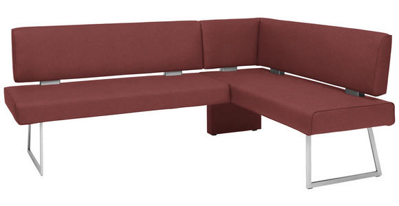ECKBANK 173/137 cm  in Edelstahlfarben, Bordeaux  - Edelstahlfarben/Bordeaux, Design, Textil/Metall (173/137cm) - Dieter Knoll