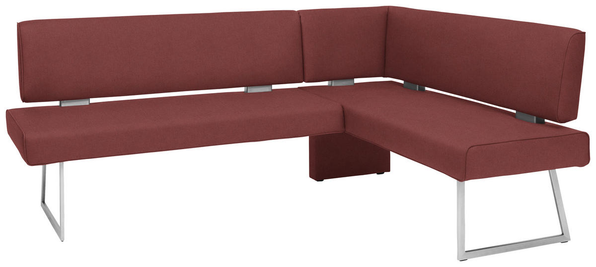 ECKBANK 208/160 cm  in Edelstahlfarben, Bordeaux  - Edelstahlfarben/Bordeaux, Design, Textil/Metall (208/160cm) - Dieter Knoll