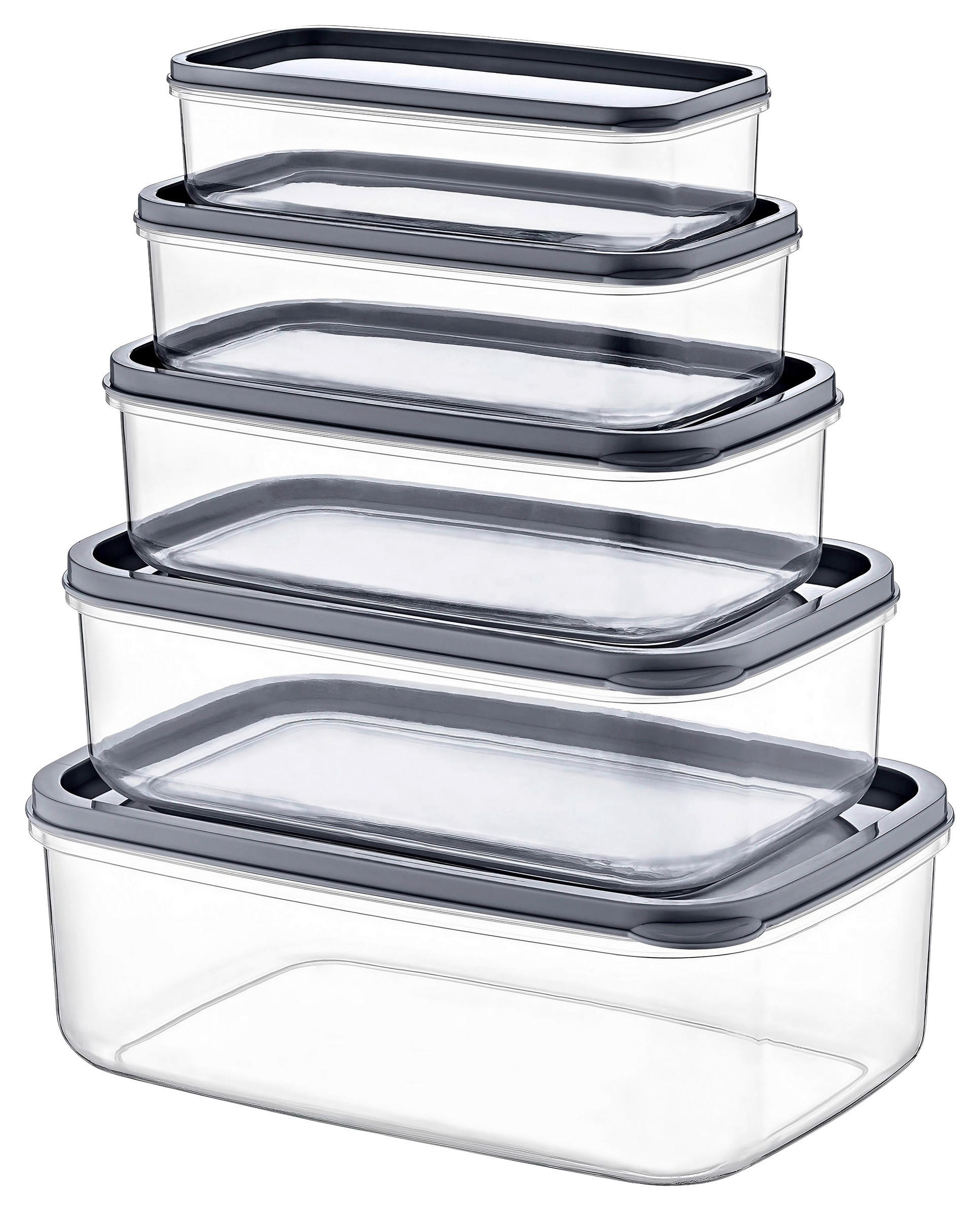 VORRATSDOSENSET 10-teilig  - Klar/Grau, Trend, Kunststoff - P & B
