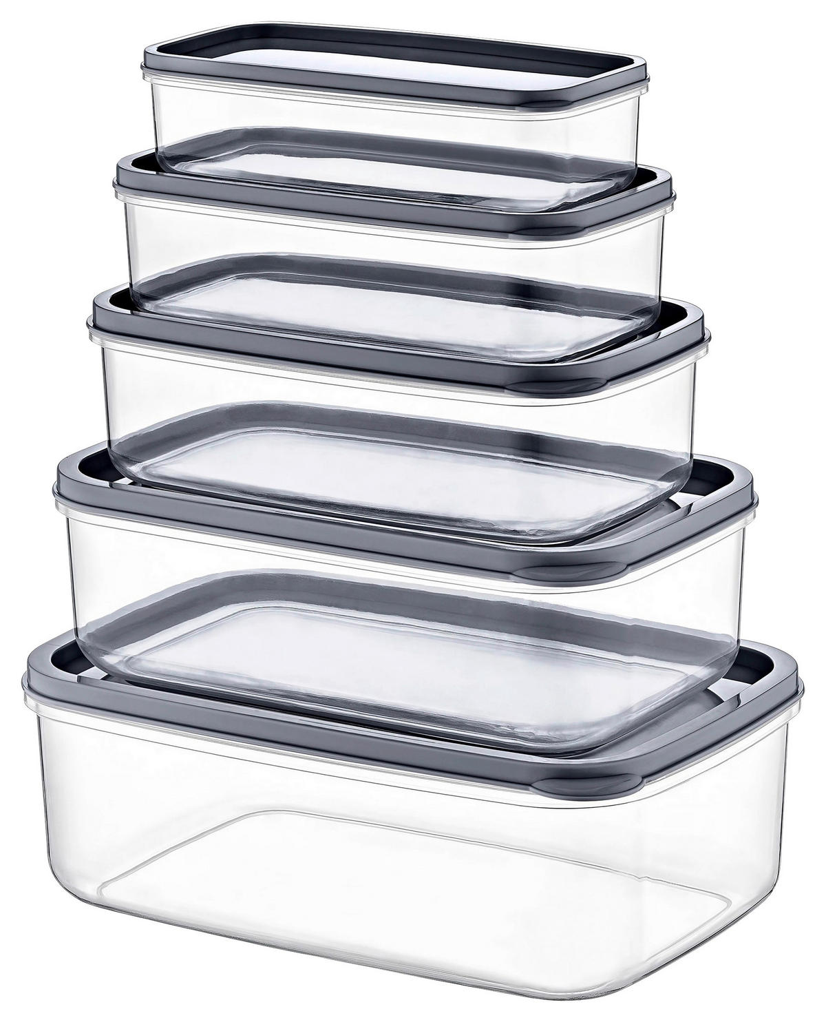 VORRATSDOSENSET 10-teilig  - Klar/Grau, Trend, Kunststoff - P & B