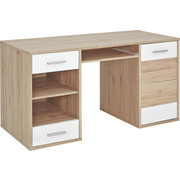 SCHREIBTISCH - Eichefarben/Silberfarben, KONVENTIONELL, Holzwerkstoff/Kunststoff (145/75/65cm) - Novel