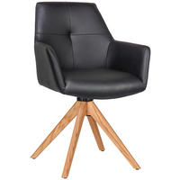 ARMLEHNSTUHL in Holz, Leder Schwarz, Eichefarben  - Eichefarben/Schwarz, KONVENTIONELL, Leder/Holz (59,5/87,5/63cm) - Novel