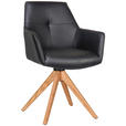 ARMLEHNSTUHL in Holz, Leder Schwarz, Eichefarben  - Eichefarben/Schwarz, KONVENTIONELL, Leder/Holz (59,5/87,5/63cm) - Novel