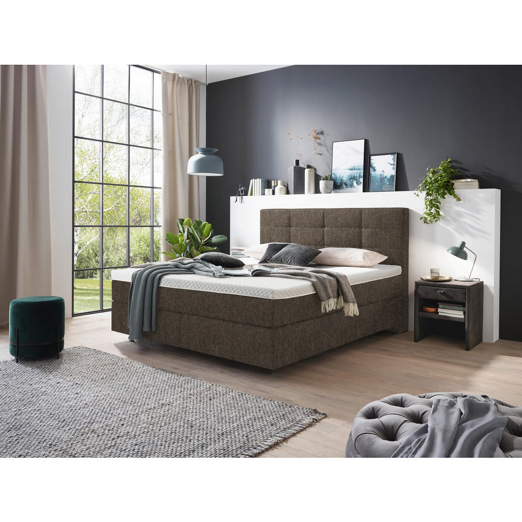 Thumbnail - Voleo Boxspringbett, Braun, Textil, H2 + H3, 7-Zonen, Höhe ca. 18 cm, 160x200 cm, Über- und Sondergrößen erhältlich, Sto...