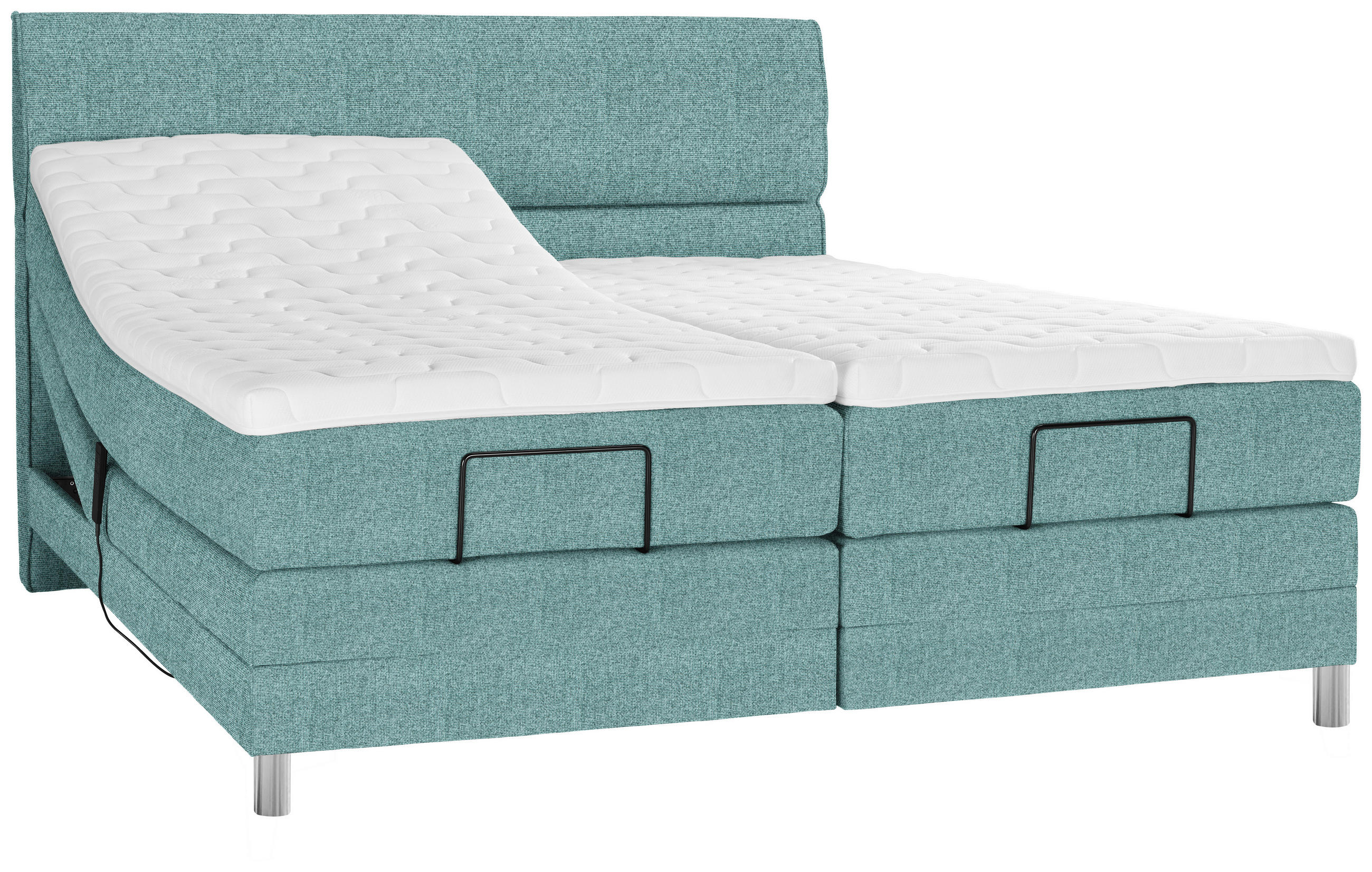 BOXSPRINGBETT 200/200 cm  in Blau  - Chromfarben/Blau, KONVENTIONELL, Kunststoff/Textil (200/200cm) - Voleo