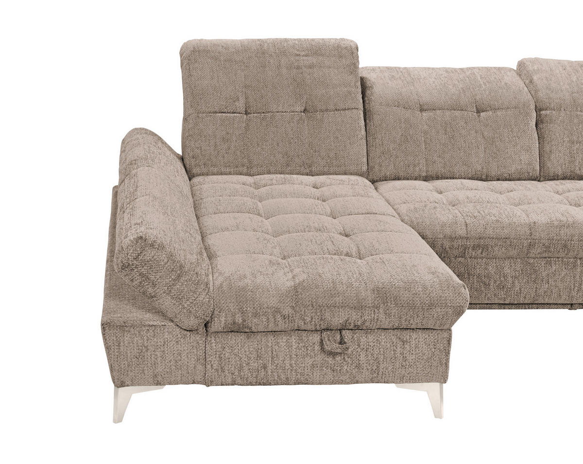 WOHNLANDSCHAFT Mikrovelours Beige  - Kaschmir/Beige, Modern, Kunststoff/Textil (169/348/245cm) - MID.YOU