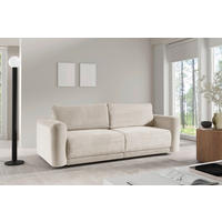 SCHLAFSOFA NORMAN  mit gerippt Creme  - Creme/Schwarz, Design, Kunststoff/Textil (252/93/167cm) - Livetastic