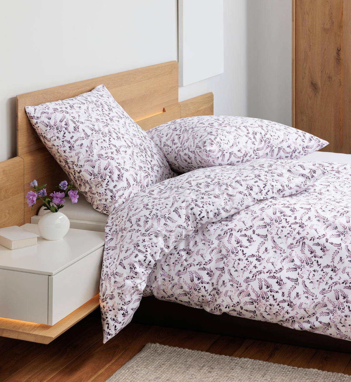 POSTELJNINA 135/200 cm mako saten barve gozdnih sadežev  - barve gozdnih sadežev, Konvencionalno, tekstil (135/200cm) - Janine